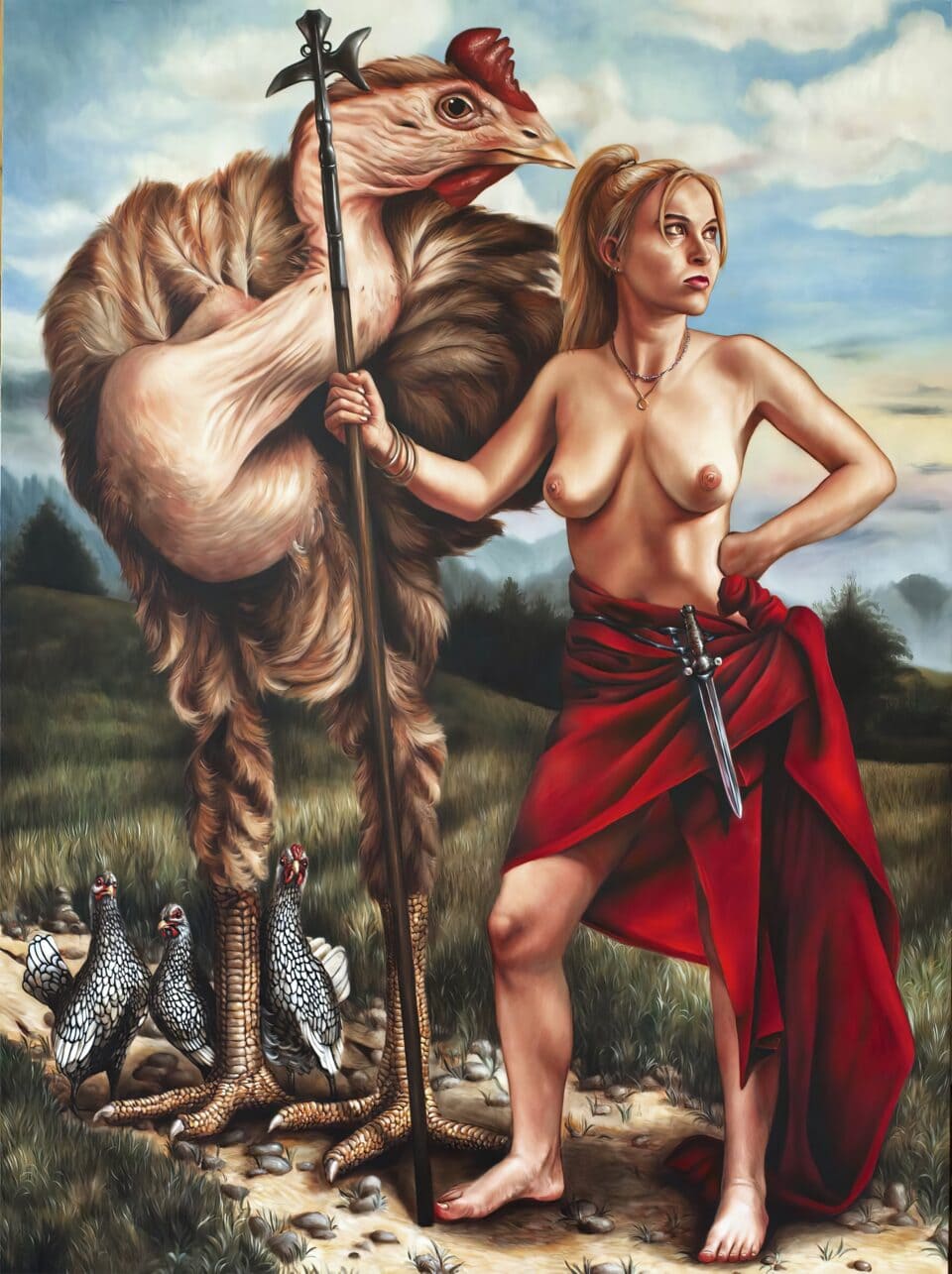 La Défensive, huile sur toile, 150x112 cm, 2023