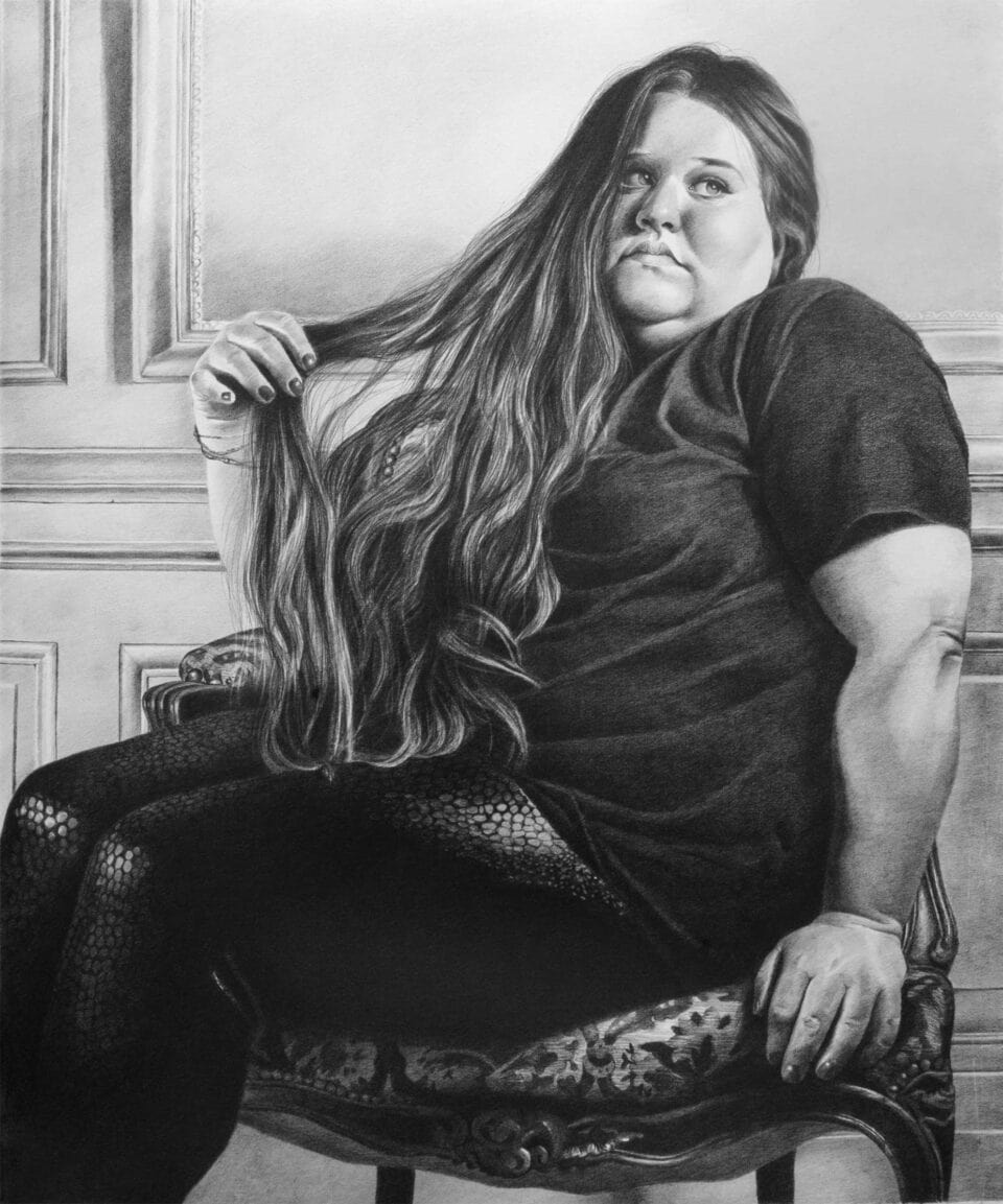 Belle de jour, graphite sur papier, 60 x 50 cm, 2023