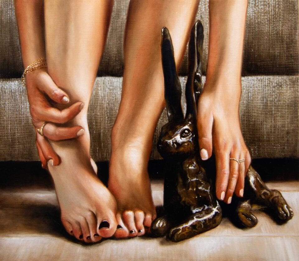 Le lapin, huile sur toile, 28 x 32 cm, 2023