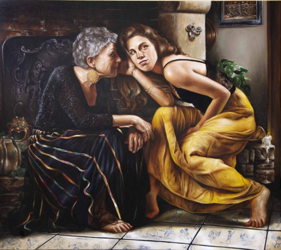 Les causeuse, huile sur toile, 80 x 90 cm, 2024