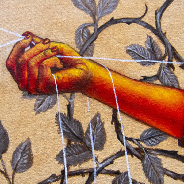La fée qui file - tempera grassa sur toile, 170 x 170 cm 2025 (détail)