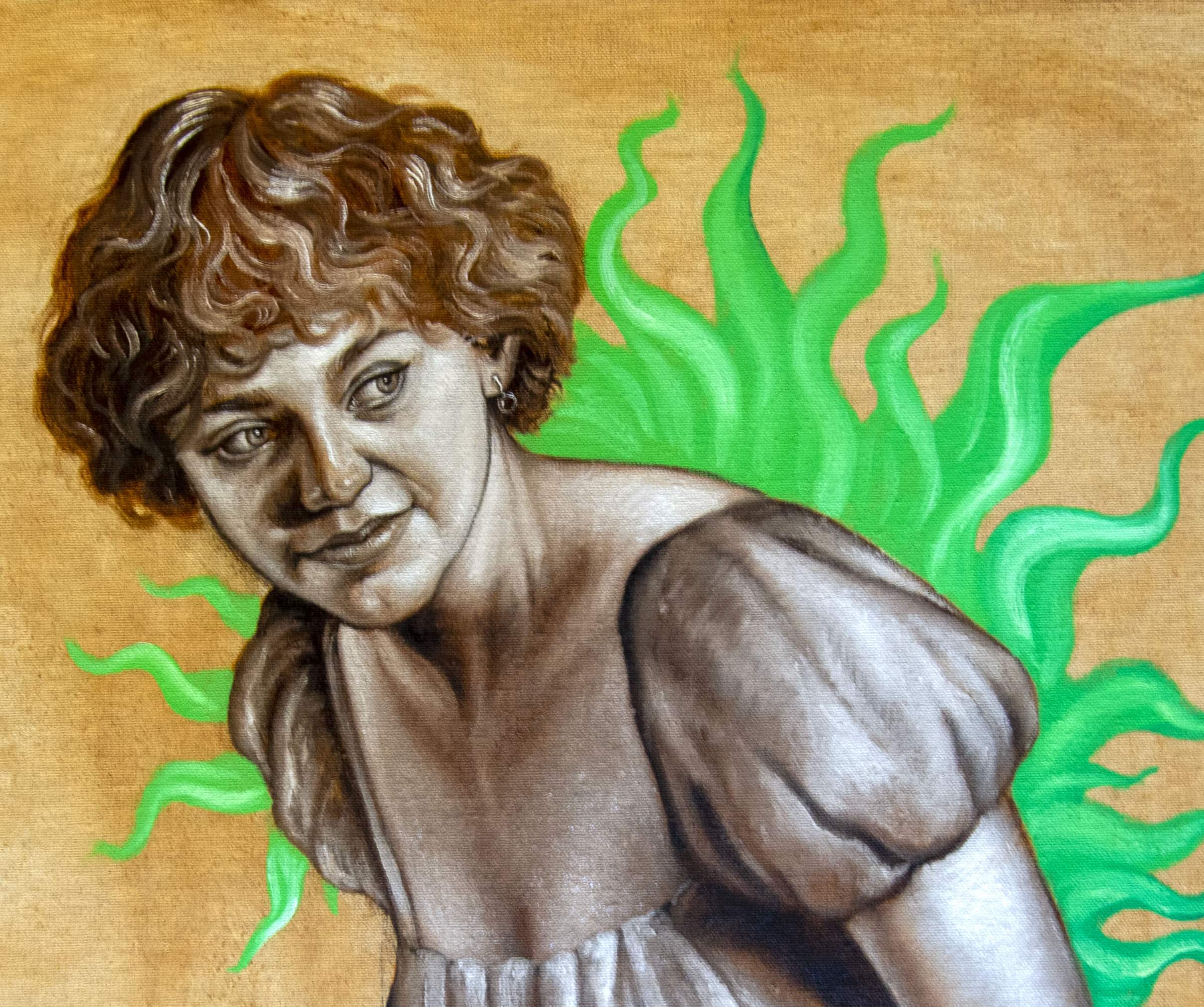 Étrange mariage à Duesme - tempera grassa sur toile, 170 x 170 cm 2025 (détail)
